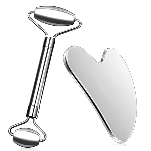 Edelstahl Gua Sha Und Facial Roller Massage Kit
