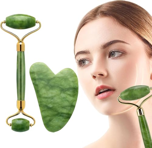 2 St Ck Jade Gua Sha Gesichtsmassageroller Anti