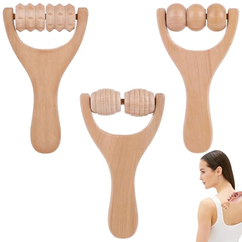 3 Teilig Massageroller Holz Mit Griff Massage Roller