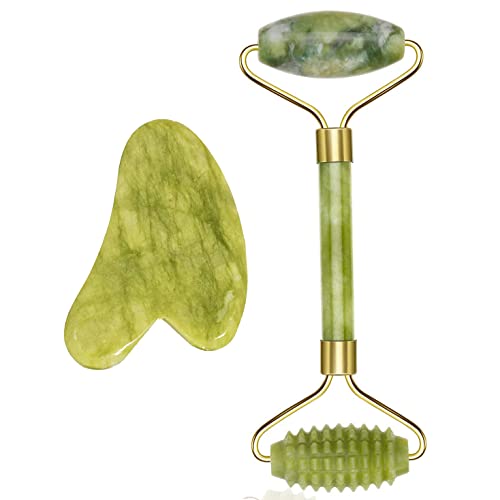 Gua Sha Massageger T Jade Roller Set Nat