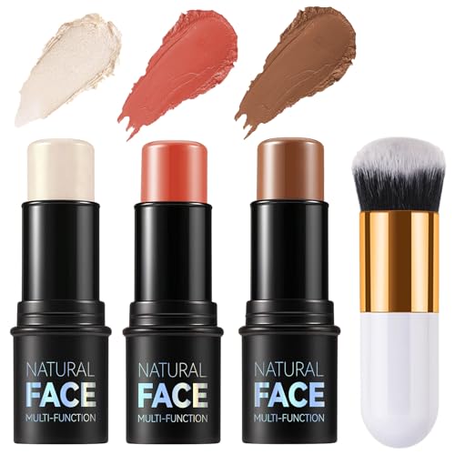 3pcs Contour Highlighter Blush Sticks Mit Pinsel Creme