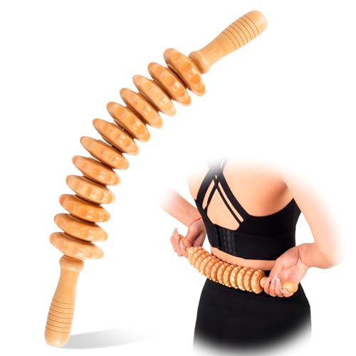 Taotazon Faszienrolle Holz Premium Faszienstab Mit Griff Massageroller