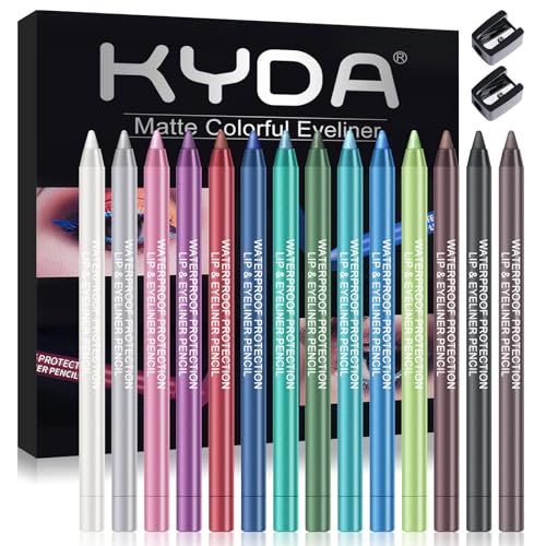 Kyda 14 Farben Lidschatten Eyeliner Stift Set Metallic