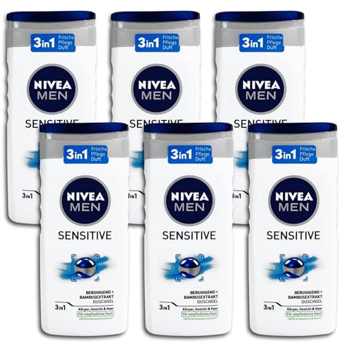 6 Er Pack Nivea Men Sensitive Duschgel Shower