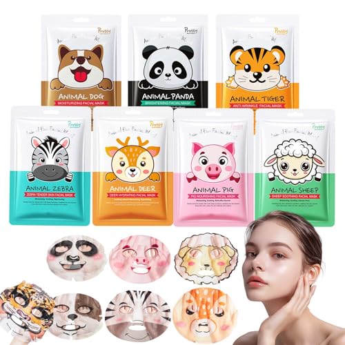 7 St Ck Tiermuster Gesichtsmaske Set Skincare Set