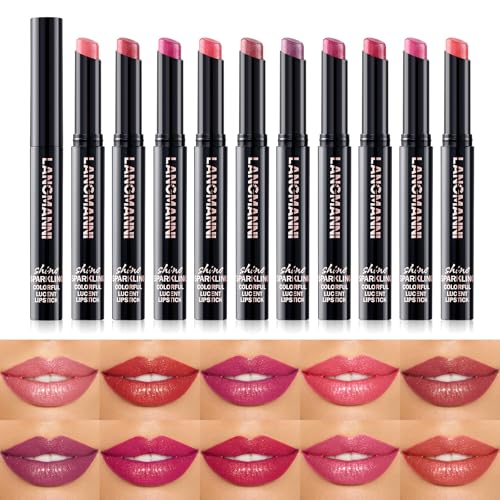 Langmanni 10 Farben Glitzer Lippenstift Set Mit Schr