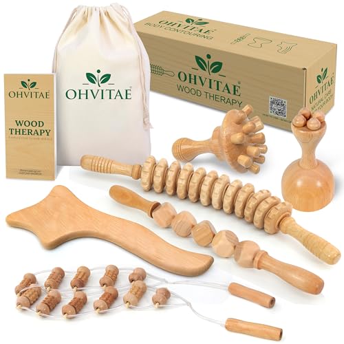 Ohvitae Maderotherapie Holz Set 6 Faszienstab Massageroller Holz