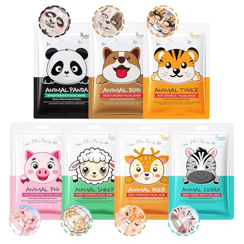7 St Ck Tierdesign Gesichtsmasken Gesichtsmaske Kinder Feuchtigkeitsspendende