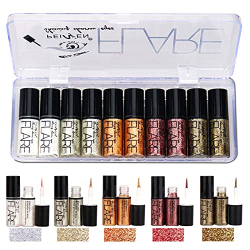 Lucoss Glitter Eyeliner Liquid Glitzer Eyeliner Set Silber