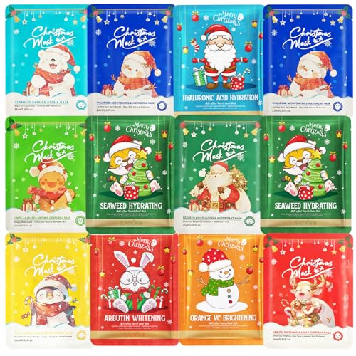 12 St Ck Feuchtigkeitsmaske Gesicht Weihnachtsgeschenke Gesichtsmasken Weihnachtsmotiv